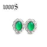 Micro fine with zircon, simple green chalcedony wholesale sterling silver earrings