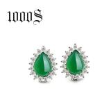 S925 wholesale jewelry silver earrings earrings with micro green chalcedony
